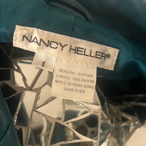 Nancy Heller Rare Vintage Green Genuine Leather Women's Pantsuit Set M - Picture 2 of 9